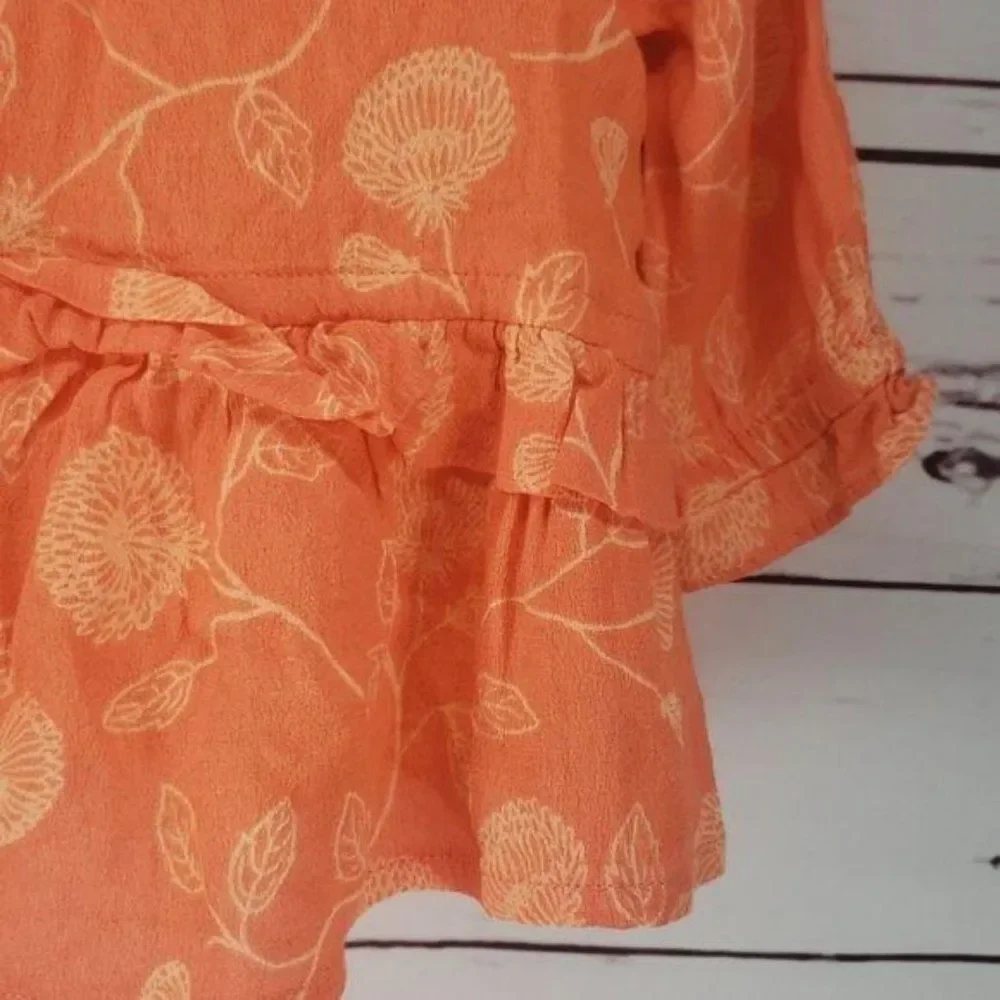 Osh kosh Genuine Kids 18 months Orange Fall Floral Infant Top blouse peplum bott